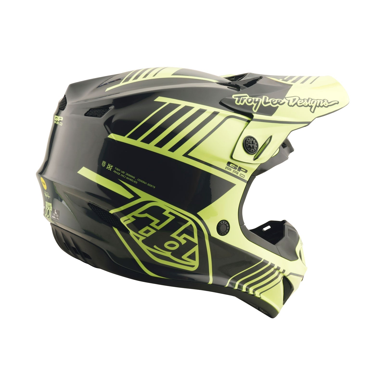 Casco Motocross Troy Lee Designs GP Pro Juvenil MIPS Amarillo Fluorescente Ventilación Avanzada