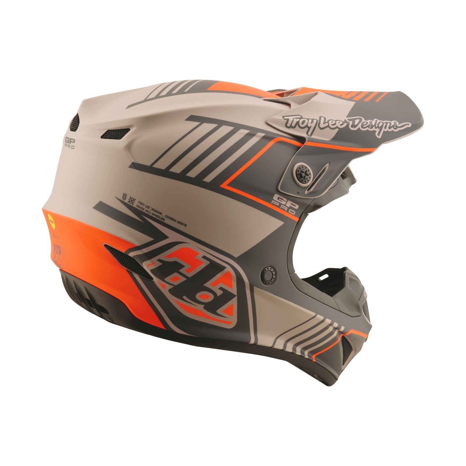 Casco de Motocross Troy Lee Designs GP Pro Mips Segment Taupe Ligero