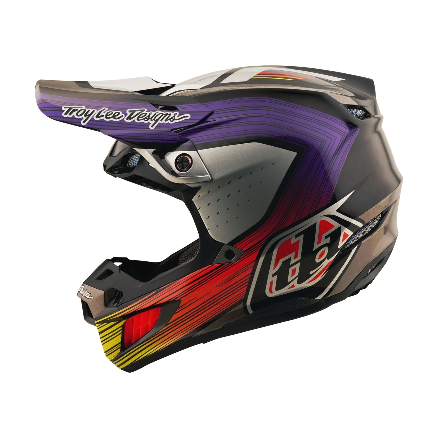 Casco TLD SE5 Carbono Mips Integral Motocross Enduro Rayas Negro Púrpura