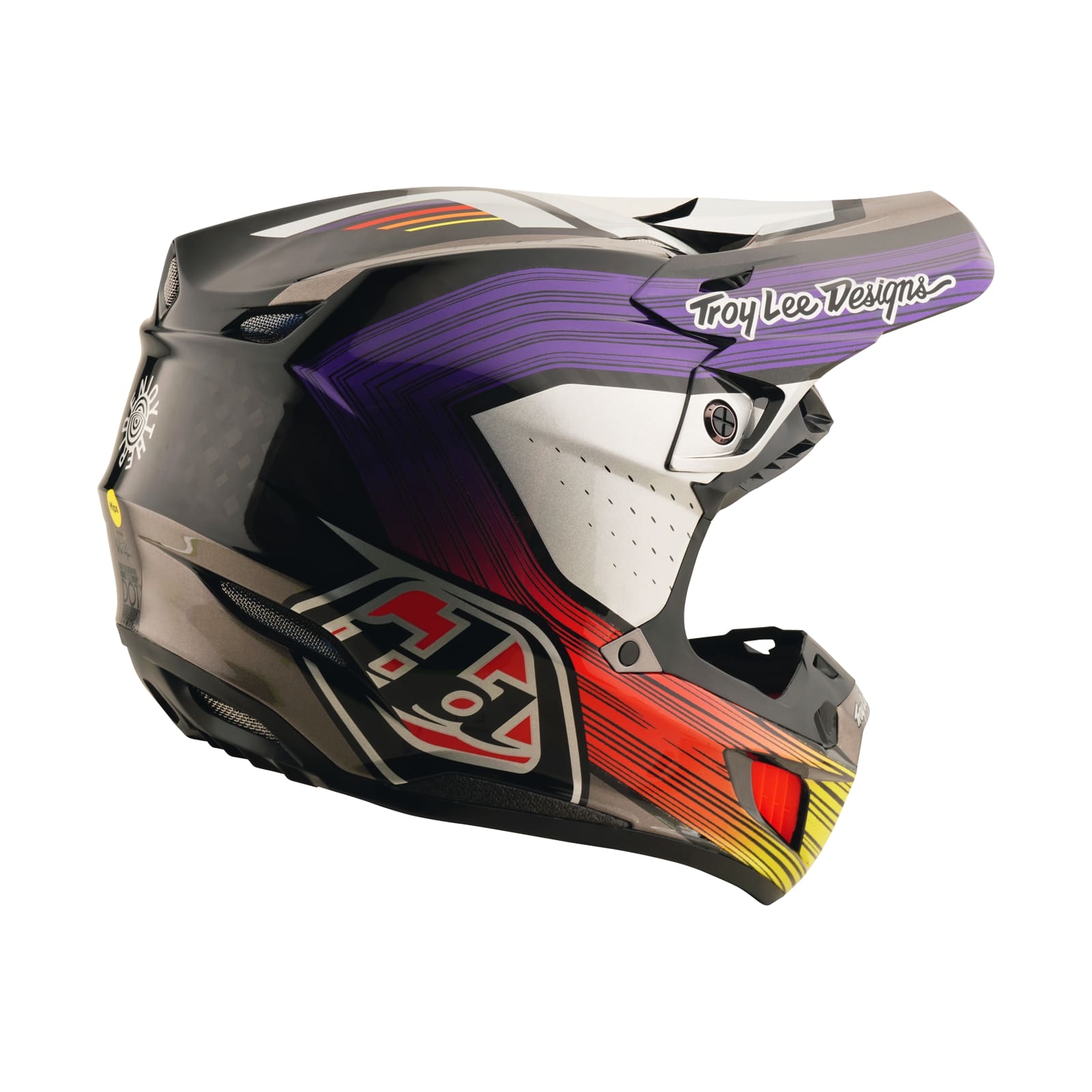 Casco TLD SE5 Carbono Mips Integral Motocross Enduro Rayas Negro Púrpura
