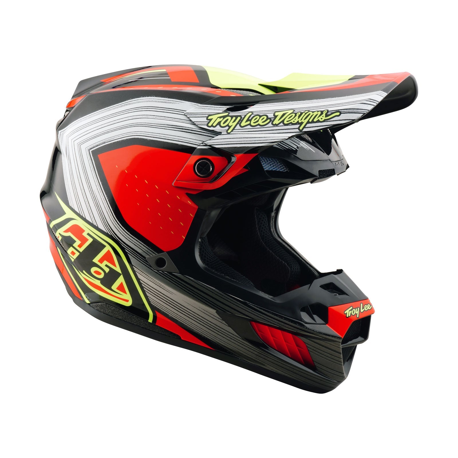 Casco Troy Lee Designs SE5 Composite Mips Rayas Negro/Infrarrojo Protección Motocross
