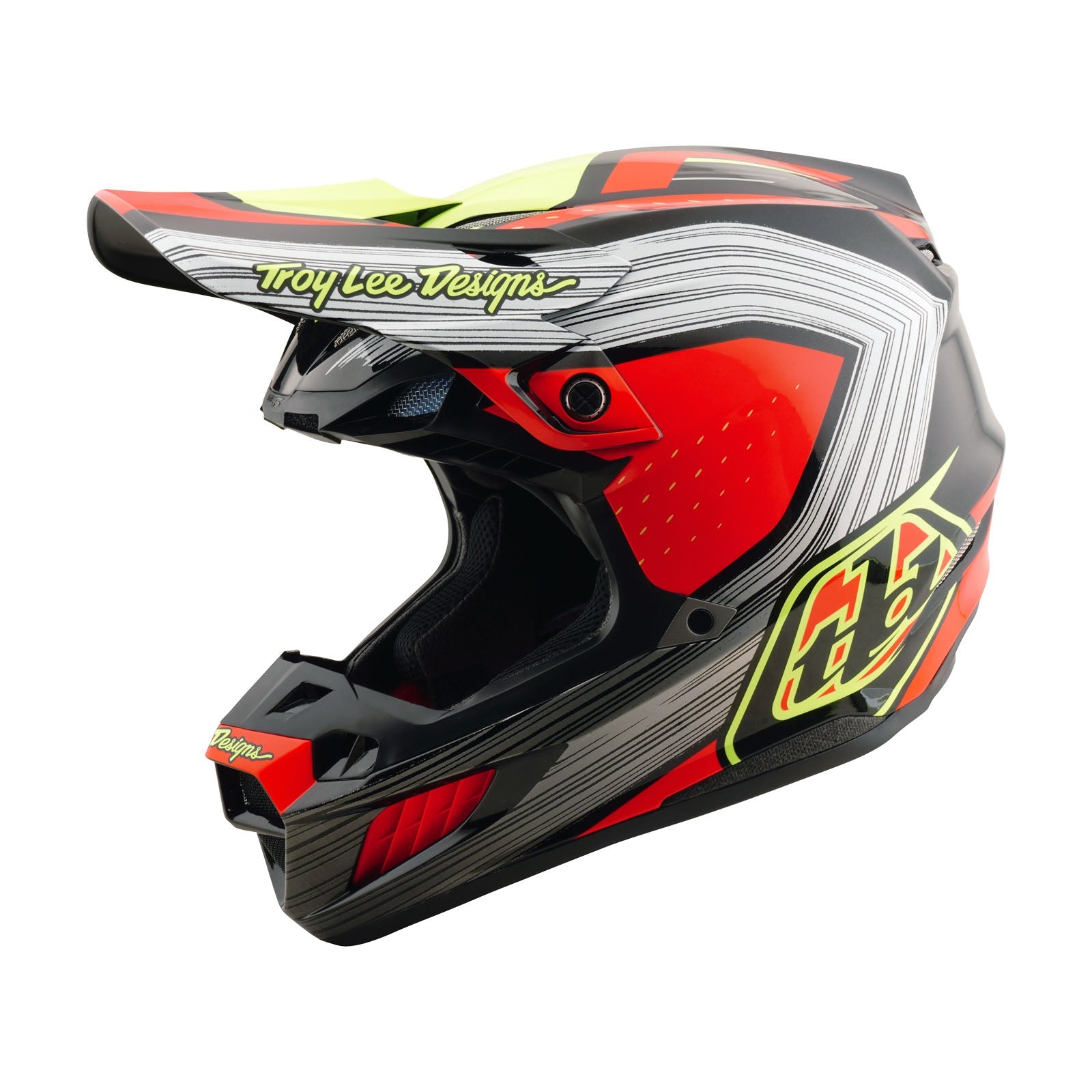 Casco Troy Lee Designs SE5 Composite Mips Rayas Negro/Infrarrojo Protección Motocross