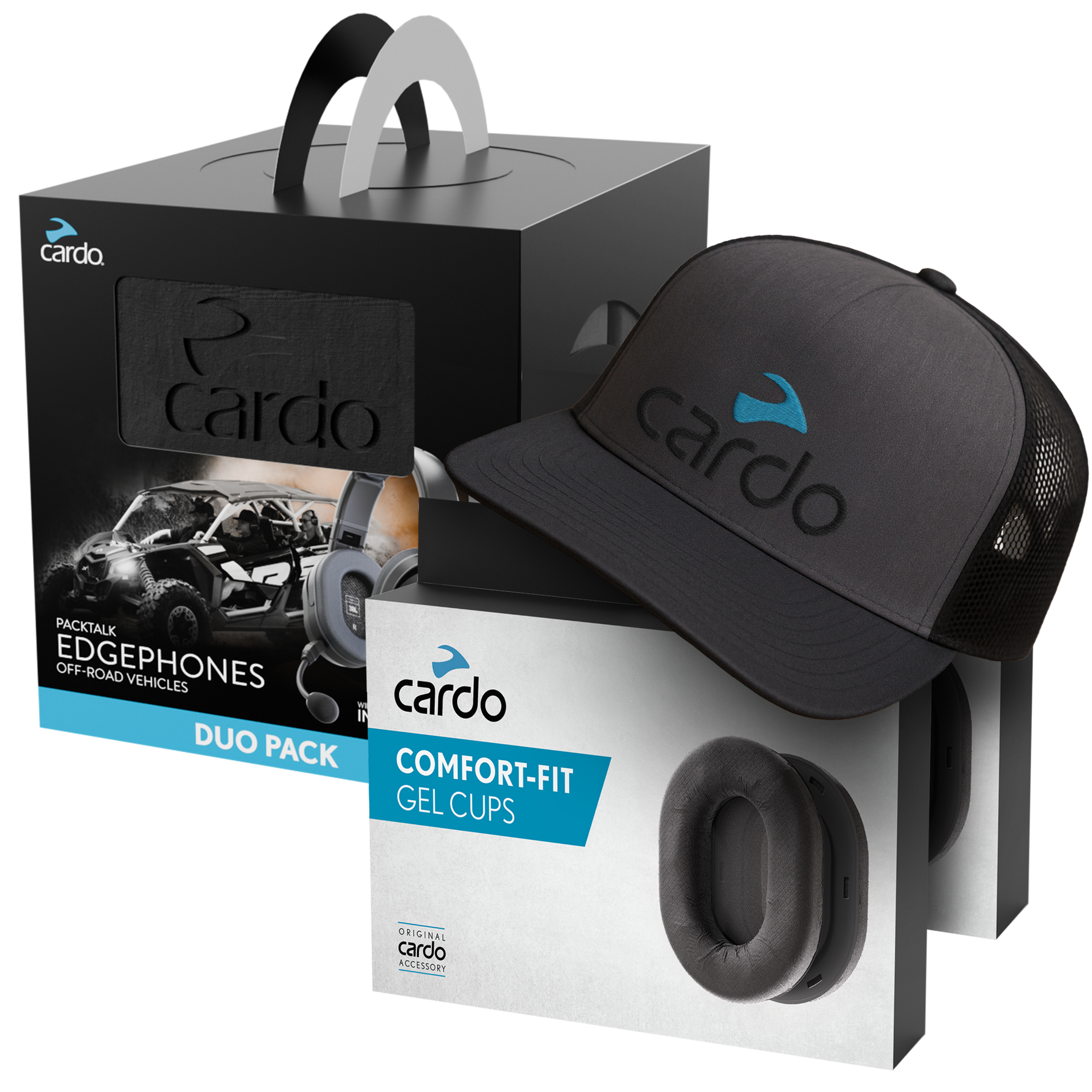 Auriculares Cardo Packtalk Edge ORV DUO: Comunicación Manos Libres, Confort Gel, Gorras Estilo
