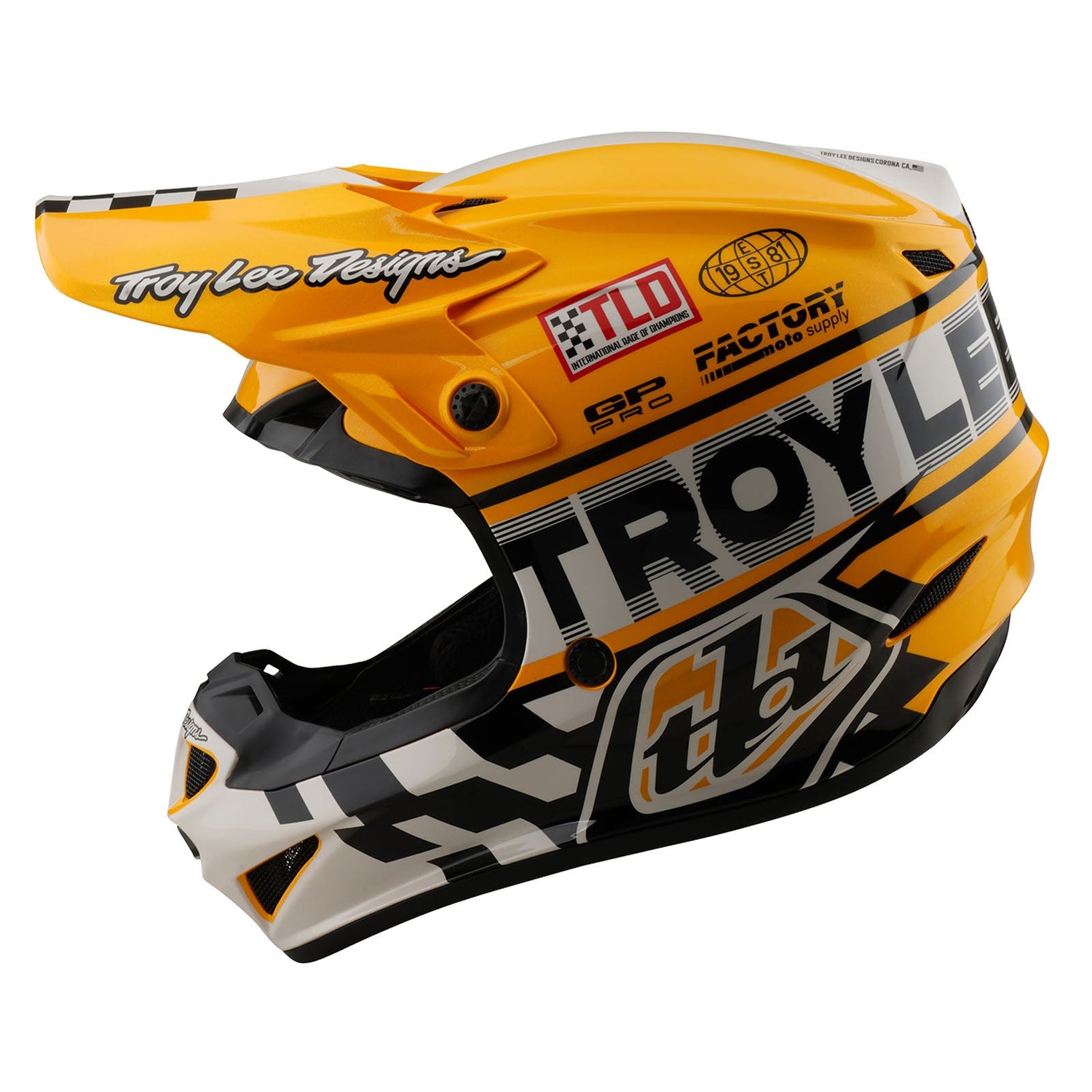 Casco Troy Lee Designs GP Pro Juvenil MIPS Fifty-50 Blanco/Dorado