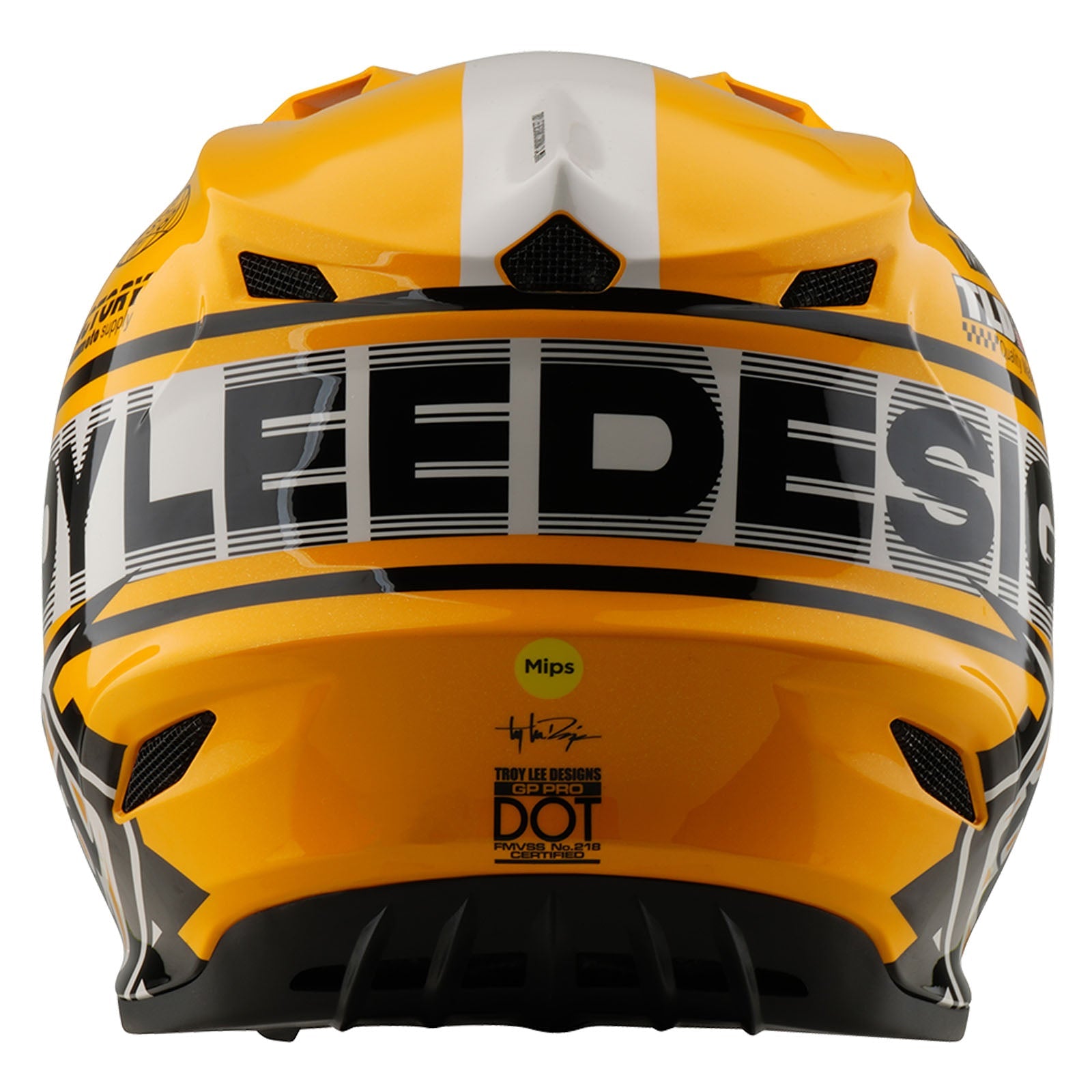 Casco Troy Lee Designs GP Pro Fifty-50 Blanco/Oro MIPS: Protección Extrema Off-Road