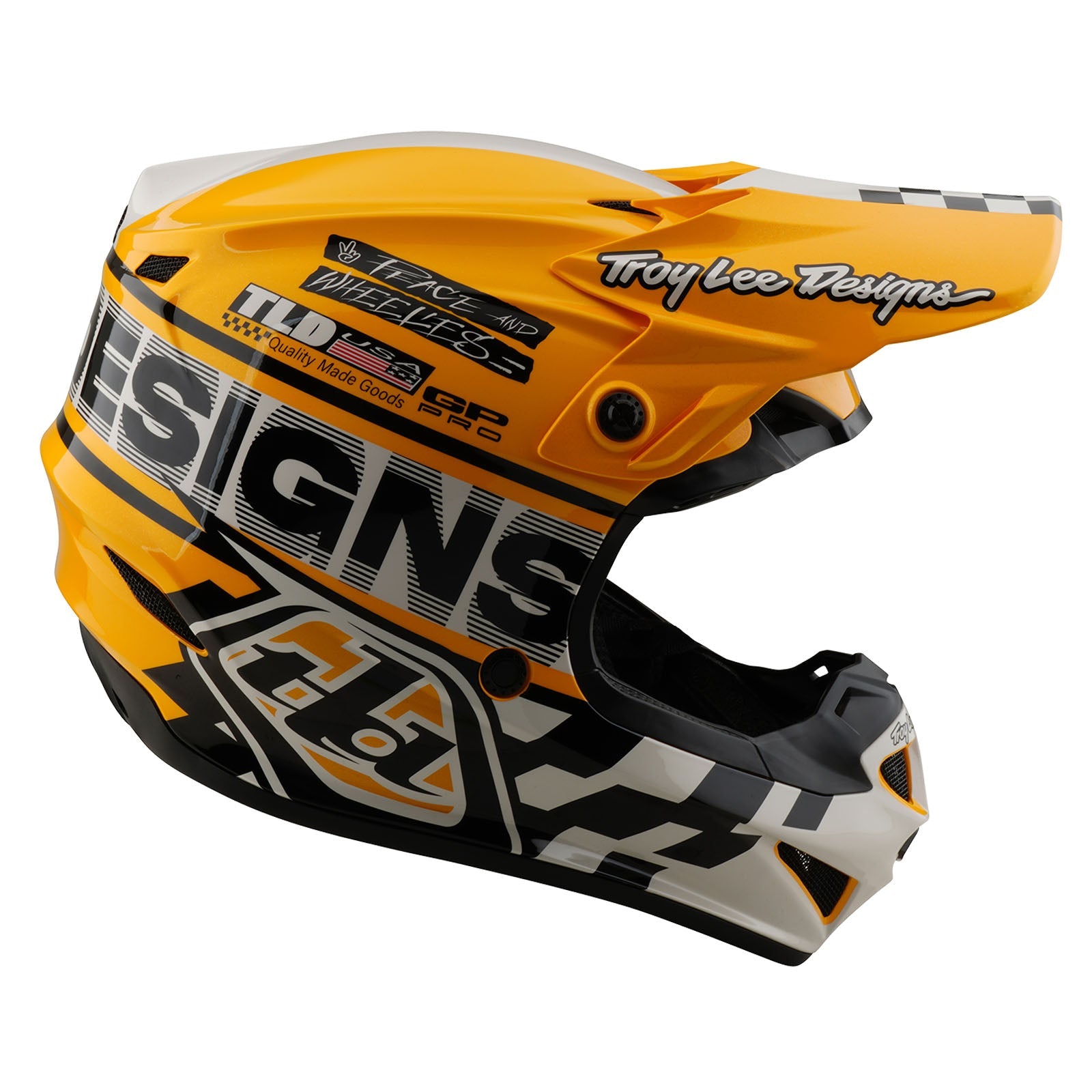Casco Troy Lee Designs GP Pro Juvenil MIPS Fifty-50 Blanco/Dorado