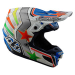 Casco Troy Lee Designs SE5 Composite MIPS Rays Blanco/Azul Motocross Enduro Profesional